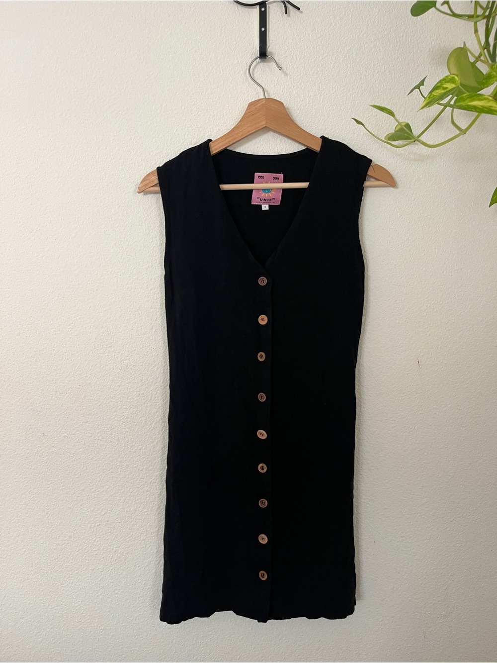 UNIF Black Sleeveless Button-Front Dress sz S